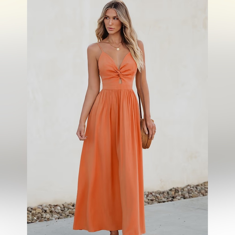 Cupshe twist orange maxi dress